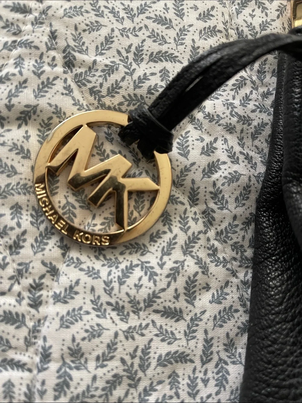 Michael Kors Naomi black pebbled leather tote bag with braided strap